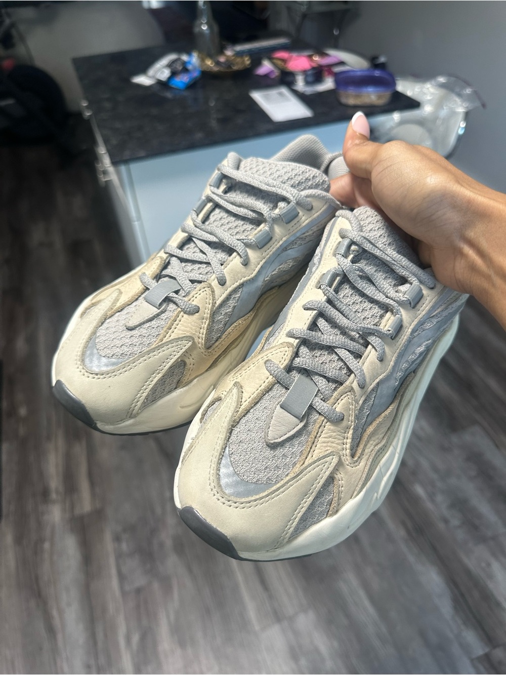 Yeezy Women's Tan/Gray Knit Sneakers